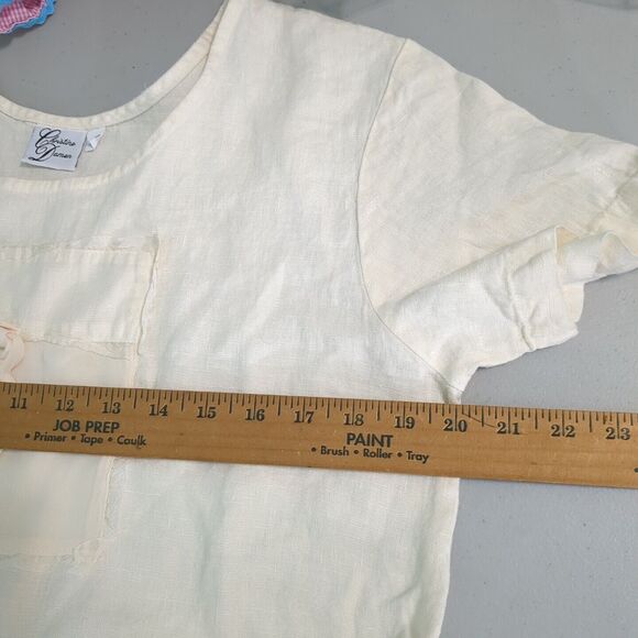 Vintage Christine Damen medium Linen Maxi Dress front pocket now - Picture 3 of 4